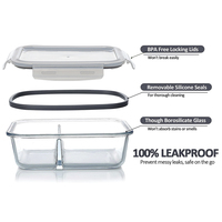 Boîte à lunch Bento en verre au micro-ondes avec couvercles en PP Ensemble de récipients de stockage des aliments