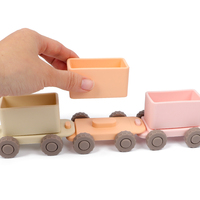 Juguetes de bloques de construcción para niños, rompecabezas de silicona, juguete de emparejamiento, juguete de empuje y arrastre para educación temprana, tren de juguete de silicona suave