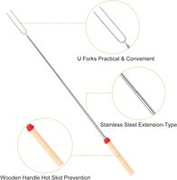 Lot de 8 brochettes extensibles pour guimauves et brochettes rétractables en acier inoxydable avec manche en bois pour le camping et le barbecue