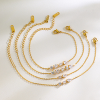 Bracelets empilables pour femmes en acier inoxydable plaqué or 18 carats avec zircone cubique, formes poire, marquise et ronde, bijoux délicats superposés