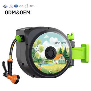 Carrete retráctil mejorado para manguera de jardín de 1/2 pulgada, enrollador automático de manguera de jardín para montaje en pared con conexión de latón de 3/4 de pulgada - Product Image 1
