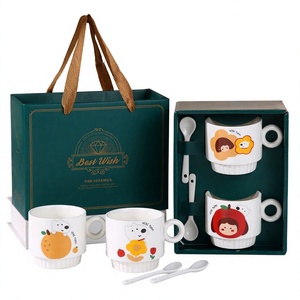 Taza de Dibujos Animados, Regalo Navideño, Juego de <span class=keywords><strong>Tazas</strong></span> para Parejas, Modernas y Sencillas, Ecológicas, de Porcelana, con Caja de Regalo - Product Image 1