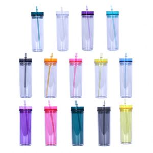 Hot Sale 16oz <b>clear</b> Acrylic Cups Double Walled <b>Clear</b> Acrylic Tumbler with Lids and Straws - Product Image 6