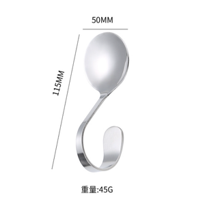 DFL0318 Cuillères de service innovantes de grande taille en acier inoxydable avec manche courbé, fourchette-cuillère pour buffet, cuillère à crevettes créative pour cuisine japonaise - Product Image 4