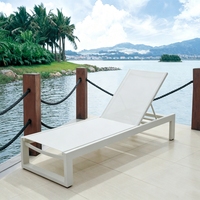 Chaise longue d'extérieur Darwin en aluminium avec dossier inclinable réglable pour hôtel, plage, jardin, terrasse