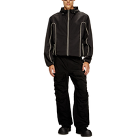 Veste coupe-vent à capuche pour homme, avec bordure contrastée, tissu Ripstop, doublure en mesh, membrane imperméable, style streetwear, vente en gros