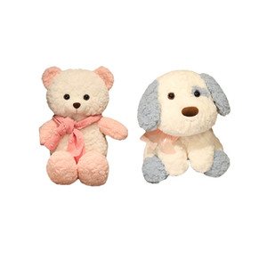 Ensemble de jouets en peluche mignons en gros : ours en peluche et chiot, adorables <span class=keywords><strong>animaux</strong></span> en peluche pour couple, cadeau pour enfants, décoration intérieure - Product Image 1