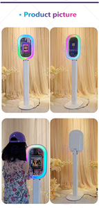 Machine <span class=keywords><strong>photobooth</strong></span> iPad Salsa ovale noir et blanc, kiosque <span class=keywords><strong>photobooth</strong></span> avec lumières LED RGB, cabine selfie avec valise de transport pour fête et <span class=keywords><strong>mariage</strong></span> - Product Image 6