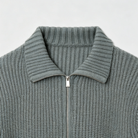 Cardigan en tricot de coton pour homme à manches longues, col montant et fermeture éclair robuste – Vente en gros