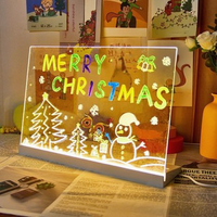 Tableau de dessin LED en acrylique pour enfants, tableau lumineux avec support, marqueurs et lingettes, tableau effaçable réutilisable, cadeau idéal