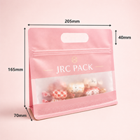 Sachet d'emballage personnalisé en papier kraft avec logo imprimé pour noix et bonbons, avec fenêtre, qualité alimentaire, pochette souple à fond plat et soufflet latéral