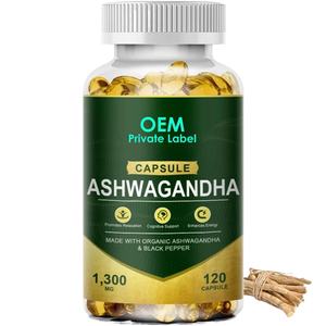 Cápsulas de Ashwagandha Orgánica OEM ODM con Suplemento de Pimienta Negra de Alta Potencia para el Alivio del Estrés y la Vitalidad - Product Image 1