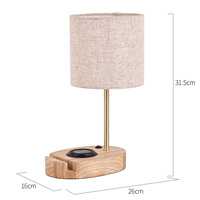 Lampe de table industrielle en manguier et toile, abat-jour de table moderne en bois d'acacia, vente en gros