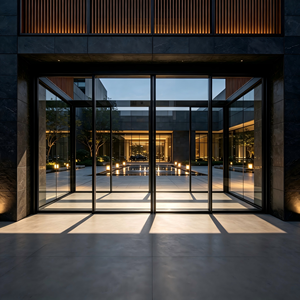 Porte coulissante en verre noir en aluminium imperméable Deioux avec isolation thermique pour appartement, prix de gros direct usine - Product Image 1