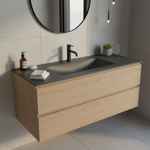 Kamatek KK-1000NEL Kamalu Bathroom <b>Sink</b> 100.5 cm Matt Black with Built-In Vanity Keratek Material - Product Image 3