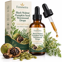 Complément Liquide Herbal en Gouttes de Noyer Noir, Graines de Citrouille et Absinthe, Marque Blanche, Bien-être Botanique, Fourniture en Gros OEM
