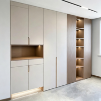 Meuble à chaussures moderne en bois avec tiroirs lumineux à LED, blanc crème, pour entrée et rangement domestique