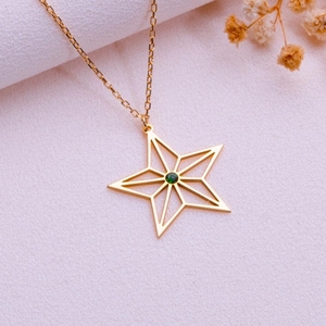 Modis kalung bintang Origami berlapis emas 18k liontin Bintang Utara kalung kompas <span class=keywords><strong>Polaris</strong></span> perhiasan bintang buatan tangan