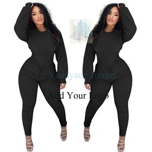 Tenues à manches longues pour femmes 2 pièces à manches longues haut court taille haute Ruchets Lat ensemble - Product Image 3