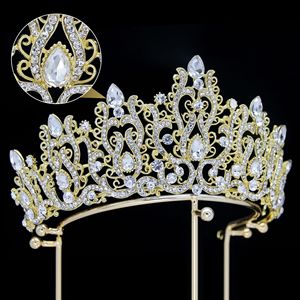 Couronne de mariée de luxe Fashion Rosa Bessie, en or et argent, avec de grands cristaux et strass, pour femmes, anniversaire, concours de beauté, mariage - Product Image 5