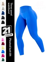 Legging de sport pour femme, style européen, taille haute, effet ventre plat et fessier galbé, antidérapant, en Spandex/Nylon Velours