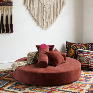 Sofá Redondo <span class=keywords><strong>de</strong></span> Terciopelo Borgoña para Vestíbulo <span class=keywords><strong>de</strong></span> Hotel, Galería <span class=keywords><strong>de</strong></span> Arte o Sala <span class=keywords><strong>de</strong></span> Exposiciones, Estilo Moderno y Minimalista <span class=keywords><strong>de</strong></span> Yicheng, en <span class=keywords><strong>Venta</strong></span> - Product Image 5
