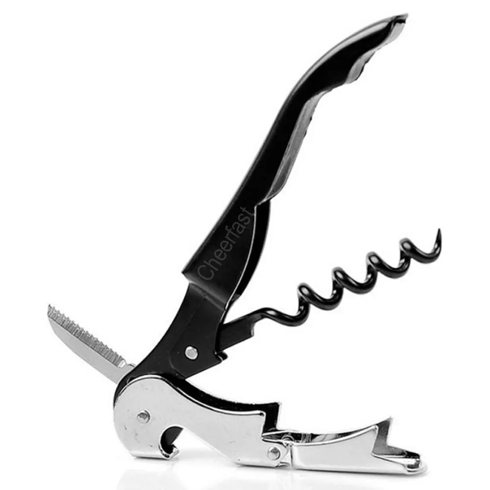 Low moq schwarz farbe griff und 55g gewicht Heavy 2 Step Double Hinged Corkscrew Anchor und metall flasche opener teile