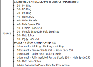 Set di 720 Terminali a Crimpare a Freddo Assortiti in Scatola, Connettori Elettrici a Forcella, Anello, a Spina e a Forcella Larga per Cavi - Product Image 3
