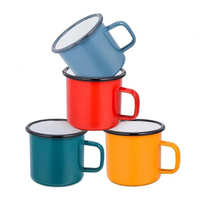 Tazas Promocionales Esmaltadas con Impresión Personalizada Corporativa, Taza de Metal con Borde de Acero Inoxidable, Artículo de Regalo para el Agradecimiento a los Empleados