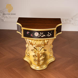 Table <span class=keywords><strong>console</strong></span> vintage en bois massif - Table d'appoint décorative avec incrustations en feuille d'<span class=keywords><strong>or</strong></span> et nacre, table sculptée pour entrée ou salon - Product Image 1