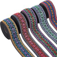Bande élastique jacquard ethnique 25 mm motif chevrons pour couture décorative DIY, textiles de maison, matériaux pour poignets - Minimum 50 yards
