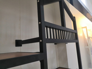 Tienda al por menor decoración MDF del grano de madera de hierro negro pared ropa Display Rack - Product Image 5