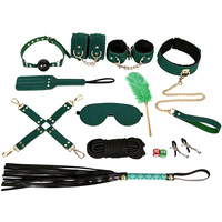 Kit de Contrainte et de Bondage 12 pièces en Cuir PU, Menottes Réglables, Collier, Bandeau pour les Yeux, Corde, Fouet, Pagaie à Plumes, Ensemble de Jeu de Rôle pour Couples Adultes