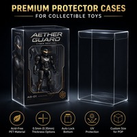 Boîte en plastique PET transparente avec protection UV pour jouets, boîte de rangement pliable, boîte de présentation pour figurines d'action