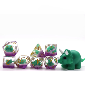 कस्टम दौर पासा सेट आरपीजी dnd बहुतलीय आरपीजी राल शामिल किए जाने बच्चे Triceratops पासा - Product Image 2