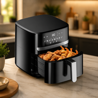 Friteuse à air manuelle durable de 7 litres, 1500W, à panier unique, sans huile, pour une cuisson saine, avec double commande par bouton, fabriquée en Chine