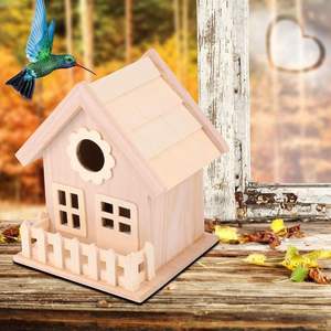 Ongeverfde Houten Vogelhuisjes Natuurlijk Onafgewerkt Houten Vogelhuisje Om <span class=keywords><strong>Mini</strong></span>-Vogelnest Te Schilderen - Product Image 6