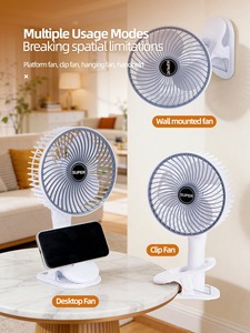 Ventilateur électrique sans fil portable USB à 3 vitesses, ventilateur de circulation à pince pour le camping, le bureau, avec base détachable - Product Image 2