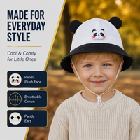 Sombrero de Pescador para Bebés y Niños Pequeños, Diseño de Panda, con Correa para la Barbilla, Accesorios Lindos para la Cabeza