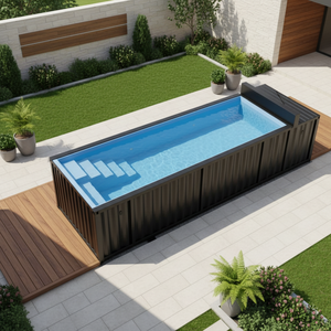 Piscine familiale hors sol <span class=keywords><strong>en</strong></span> <span class=keywords><strong>fibre</strong></span> <span class=keywords><strong>de</strong></span> verre à surface rigide, piscines à débordement pour patios, piscine conteneur avec fenêtre <span class=keywords><strong>en</strong></span> acrylique à vendre - Product Image 1