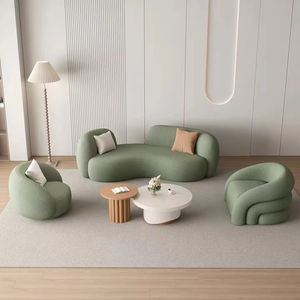 Ensemble de canapés élégants en vert incurvé Meubles de salon rembourrés de qualité supérieure avec un design confortable - Product Image 6