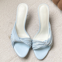 Sandales à talons hauts fins et sexy pour femme, à bout ouvert, avec bande étroite enroulée, pour l'été, chaussures de soirée unies
