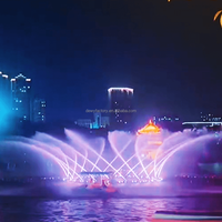 Grande Fontaine d'Eau Extérieure pour Piscine avec Spectacle de Jets Arcs Lumineux Multicolores Synchronisés à la Musique pour Projet Culturel Gouvernemental