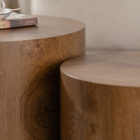 Ensemble de 2 tables basses modernes gigognes rondes en bois pour petit espace, salon, chambre, table d'appoint