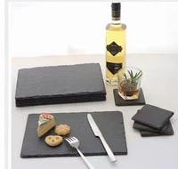 Lot de 6 sous-verres en verre d'ardoise petits sous-verres en pierre Mini plateau de service pour l'emballage de vaisselle de décoration de table à la maison