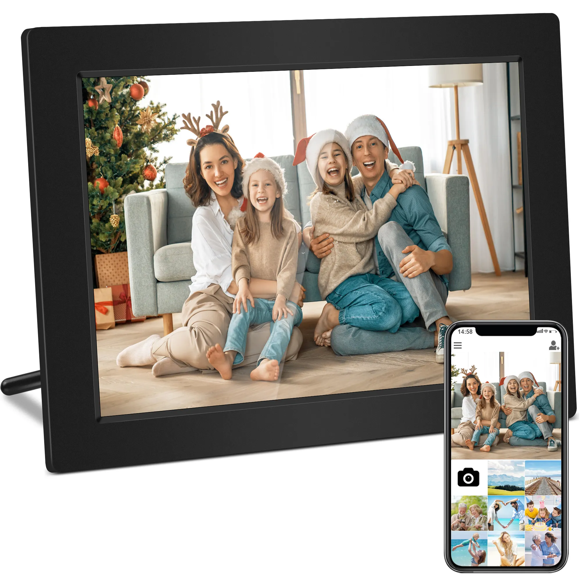 กรอบรูปดิจิตอล Wi-Fi คลาวด์ขนาด10นิ้วได้จากทุกที่หน้าจอสัมผัสพร้อมของขวัญ32GB สำหรับครอบครัว
