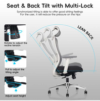 Chaise de bureau ergonomique pivotante et inclinable avec dossier haut en maille, fonction massage et roulettes, idéale pour les cadres