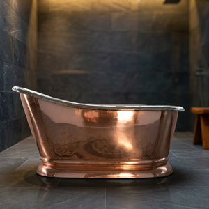 Baignoire autoportante ovale moderne en cuivre, de luxe, en métal, pour salle de bain de villa - Artisanat indien - Product Image 1