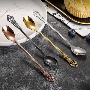 Cuillère à café vintage Royal Court, cuillère à glace rétro européenne, cuillères à dessert à long manche très tendance - Product Image 2