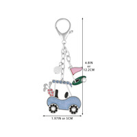 Breloques de sac et porte-clés mignons en forme de voiturette de golf, plaqués argent et or, pour sacs à main